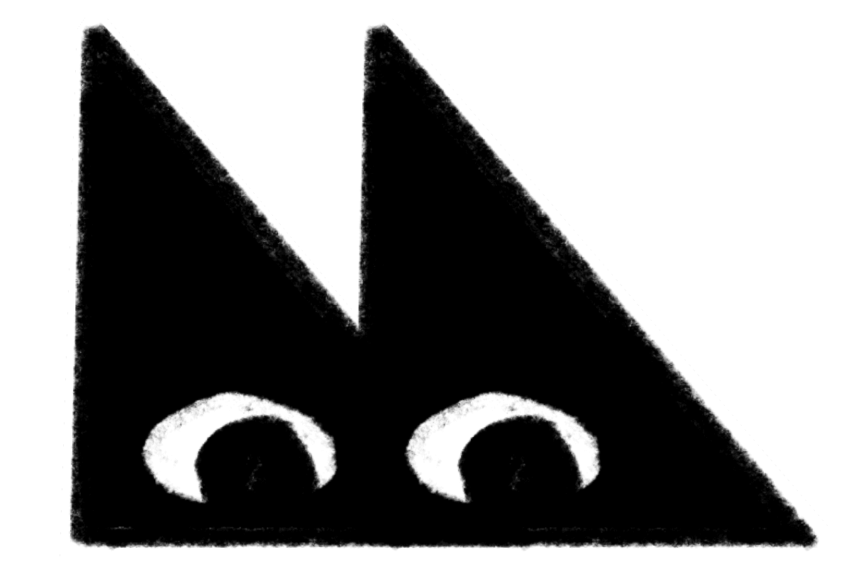 paper triangles cat outlined in white